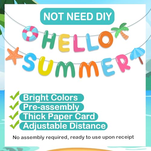 Hello Summer Banner,Summer Party Decorations