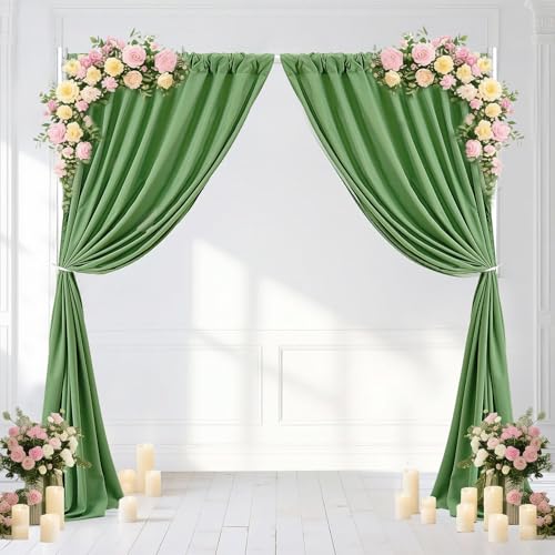 Sage Green Backdrop Curtains 10ft x 8ft Polyster Photo Drapes Fabric for Birthday Party Baby Shower Wedding - color: Sage Green, size: 5ft x 8ft 2 Panels