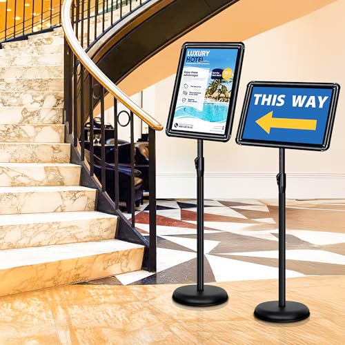 4 Packs 11x17 Inch Sign Stand - Adjustable Floor Standing Sign Holder, Pedestal Poster Stand for Vertical & Horizontal Display, Outdoor & Indoor Use for Business & Store Signage - Black - color: Black, size: 11 x 17 inches(4 Pack）