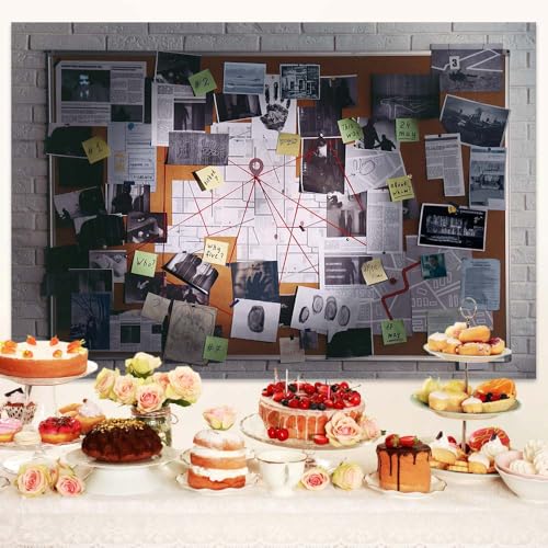 8X8ft Crime Scene Decorations Photo Backdrop Murder Mystery Party Photography Background, Detective Spy Halloween Theme Party Supplies Backdrops Photo Booth Prop Wall Decor Tablecloth - size: 8X8FT