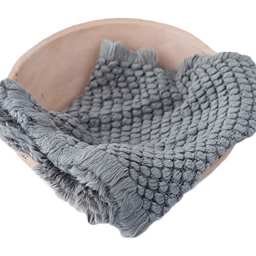 Zeroest Baby Photography Props Basket Braid Wool Wrap Newborn Photo Shoot Baskets Filler Posing Stuffer Background Blanket (Gray) - color: Gray
