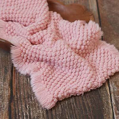 Zeroest Baby Photography Props Basket Braid Wool Wrap Newborn Photo Shoot Baskets Filler Posing Stuffer Background Blanket (Pink) - color: Pink