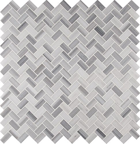 MSI Bergamo 12 in. x 12 in. Herringbone Polished Marble Mosaic Tile, Mesh-Mounted, for Kitchen Backsplash, Bathroom, Floor, Accent Wall, and Shower Wall, Gray - color: Bergamo Gray, size: CASE