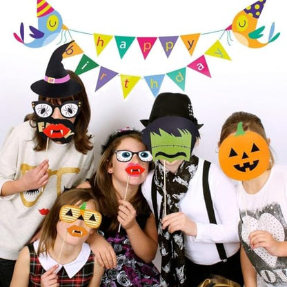 Halloween Photo Booth Props, Ghost Vampire Skull Witch Pumpkin Selfie Photobooth Props for Photography Decoration Kit for Kids Adults Dress Up Accessories Costumes Props (22Pcs)