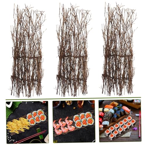 Ciieeo 3PCS Bamboo Sushi Serving Plate Set Decorative Fence Japanese Style Sushi Tray for Sashimi Food Photography Props for Restaurant and Home Decor