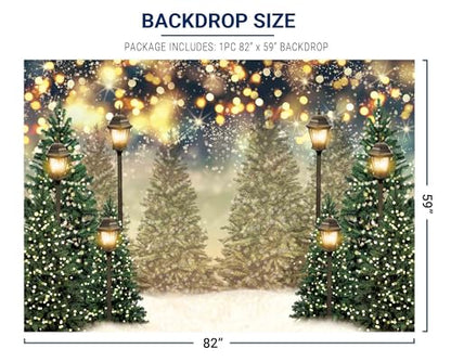 Allenjoy 7x5ft Winter Forest Landscape Photography Backdrop Glitter Spot Xmas Green Pine Trees Snowy Wonderland Background for Christmas New Year Party Decor Banner Portrait Photo Booth Props