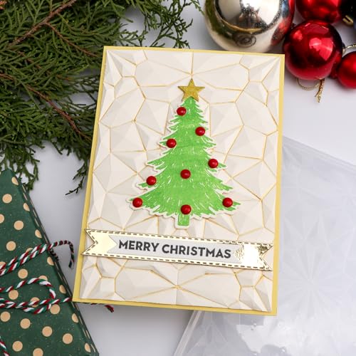 Briartw 3D Embossing Folder for Card Making Adding Textured Detail to Paper Crafting 6.3x4.5inch Clear Texture Plate Perfect for Heavyweight Cardstock (≥250gsm/92lb),Low-Poly Art Texture Template - color: Low-Poly Art