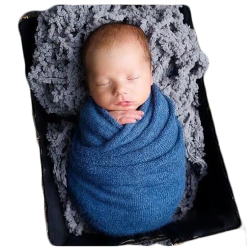 Zeroest Newborn Photography Wrap - Newborn Photoshoot Props - Boys & Girls Posing Stretch Knit Blanket (Blue, Small) - color: Blue