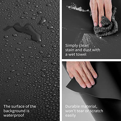 Meking 31x59inch (80x150cm) Photography PVC Backdrop Background Matte Vincly Seamless Backdrop Kit for Studio Video Product Shooting, 3 Solid Colors - color: Matte Black White Grey