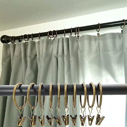 WeeksEight 40 Pack Bronze Curtain Rings with Clips, Curtain Hooks Hangers Clip Rings for Hanging Drapes Bows Hat, Drapery Rings 1.5 in I D, Fits up to 1.2 in Diameter Curtain Rod. - color: Bronze, size: 1.5" I D Set of 40