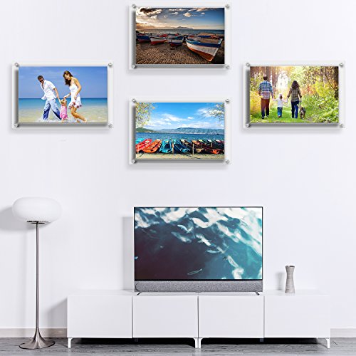 AMEITECH Acrylic Floating Picture Frame, 11x14 Double Panel Clear Wall Mount Document Certificate Frames (Inner Max Size is 9 x12.5 inch) - size: 11 x 14 inch