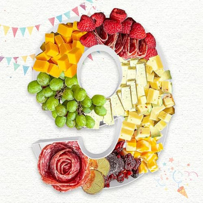 Charcuterie Cardboard Number Fillable Shaped Treat Decorative Box Anniversary Birthday Table Centerpiece (6&9 Style, 9inch) - size: 9inch, style: 6&9 Style