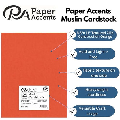 Cdstk Muslin 8.5x11 74lb 25pc Pk ConstructinOrange - color: Construction Orange