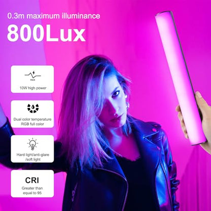PULUZ Magnetic Handheld Light Wand, Full Color RGB Light Stick, LED Fill Light with 3000mAh Rechargeable Battery, 2500-9000K Dimmable Camera Tube Light for Studio Photography TikTok YouTube Vlog, 30cm - size: 11.8 inches