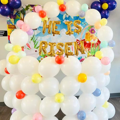 Easter-Balloon He Is Risen Gold Letter Balloons 9PCS 16in Foil Banner Easter Spring Party Decoration Celebration Mantle Fireplace Wall Backdrop Supply