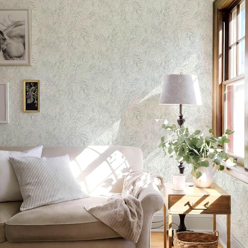 Vintage Wallpaper Beige Peel and Stick Wallpaper Green Leaf Wall Paper Berry Contact Paper for Cabinets Vinyl Renter Friendly Waterproof Self-Adhesive Bathroom Kitchen Bedroom 17.3" x 78.7" - color: Beige, size: 17.3" x 78.7"