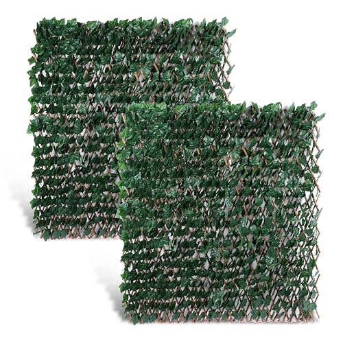 ShadeMart Expandable Privacy Fence Greenery Screen for Balcony Patio Decks Outdoor, Decorative Faux Ivy Fencing Panel Artificial Hedge for Garden Home Wall Backdrop, Single Sided Leaves