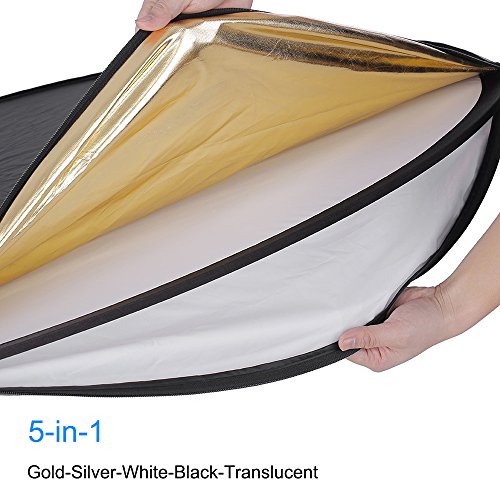 24" (60cm) 5-in-1 Portable Collapsible Multi-Disc Photography Light Photo Reflector for Studio/Outdoor Lighting with Bag - Translucent, Silver, Gold, White and Black - size: 24inch 5in1