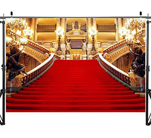 Red Carpet Backdrop, Golden Palace Gorgeous European Hall Photo Backdrop, Vinyl 15x10ft Prom Picture Photo Studio Props BJXTGU64 - color: Red, size: 15x10ft