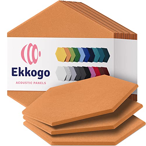 Acoustic Panels 12-Pack Soundproof Wall Panels 14"X12.1"X0.4" Sound Panels High Density Sound Dampening Panels - [70'S Orange Hexagon] - color: 70'S Orange, size: Large Hexagon 12 Pack