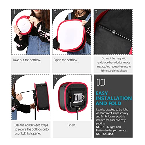 Neewer Foldable Softbox Light Box with Strap Clip, Grill and Carry Bag Compatible with Neewer 480/660/530 LED Light Panels, Opening 9.3 x 8.3 in (Black + Red) - style: 1 Pack w/Grid