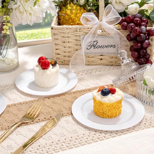 bUCLA 200PCS White Plastic Plates - 6.25inch Disposable Salad/Dessert/Appetizer/Small Cake Plates for Wedding & Party - color: 6.25Inch-200pcs-White