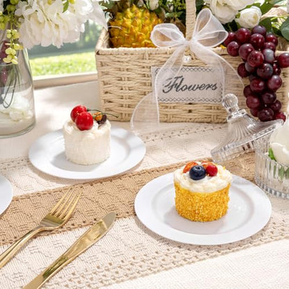 bUCLA 200PCS White Plastic Plates - 6.25inch Disposable Salad/Dessert/Appetizer/Small Cake Plates for Wedding & Party - color: 6.25Inch-200pcs-White
