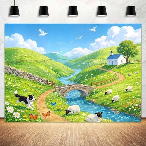 5 x 3 ft Emerald Isle Adventure Theme Backdrop Countryside Bible School Extra Big Building Sheep Backdrop 2026 Vacation Holiday Classroom Room Wall Decor Photo Booth Prop - color: Multi2, size: 5X3FT