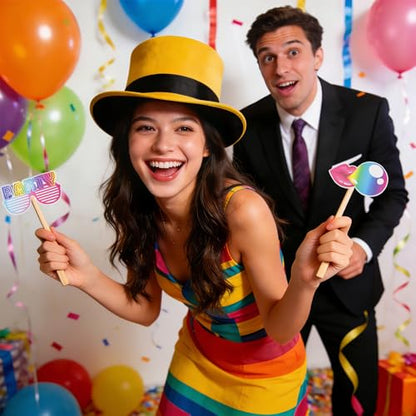 30 Pcs 80s Disco Photo Booth Props Kit 80s Photo Props Party Supplies Favors Decorations Selfie Prop Photography Photobooth Funny Cute Holiday Selfie Supplies Easy to Assemble