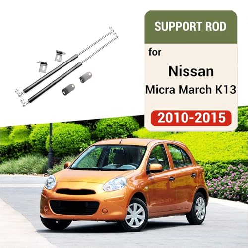 Car Hood Spring Bracket Compatible With Nissan Micra March K13 2010-2015 Lifting Shock Support Damper Strut bars Hydraulic Rod Styling(Carbon red) - color: Carbon red