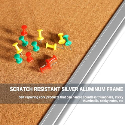 Cork Bulletin Board, Bulletin-Boards, Notes Board, Memo Board, 24x 36 inch, Silver Aluminum Frame - size: 24*36“