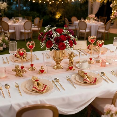 SUT 72-Count Pink Plastic Plates Disposable 10.25 Inch - Scalloped Edge Dinner Plates for Valentine’s Day, Parties, Birthdays, Weddings | Lightweight & Durable Disposable Dinnerware (72 Pack) - color: Pink, size: 10.25 Inch
