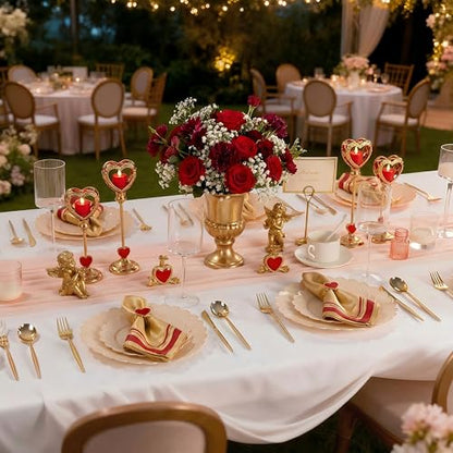 SUT 72-Count Pink Plastic Plates Disposable 10.25 Inch - Scalloped Edge Dinner Plates for Valentine’s Day, Parties, Birthdays, Weddings | Lightweight & Durable Disposable Dinnerware (72 Pack) - color: Pink, size: 10.25 Inch
