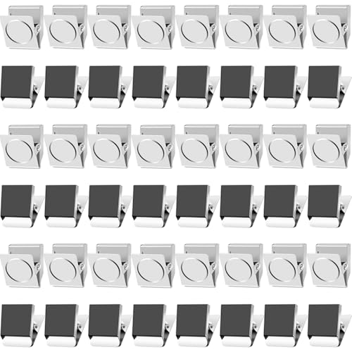 Grtard 48 Pack Magnetic Clips Heavy Duty, Magnet Clips for Fridge, No-Scratch Magnetic Clip for Refrigerator, Strong Magnets with Clip for Cruise Cabin, Whiteboard, Locker, Note List, Photo Display - color: Silver, size: 48 pack