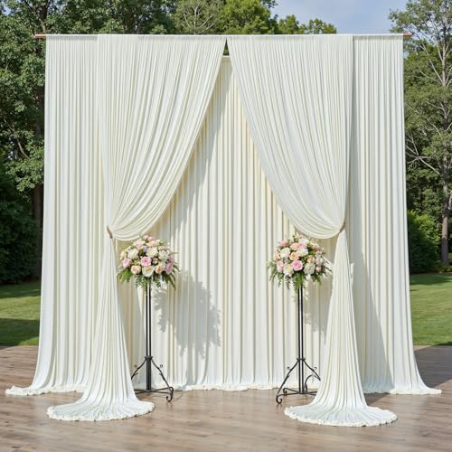 30ftx12ft Ivory Backdrop Curtains for Wedding-Wrinkle Free Backdrops Curtain Drapes Fabric Decorations Photo Back Drop Cloth for Baby Shower Photography Stage Reception 6Panels 12ft(H) x 5ft(W) - color: ivory, size: W5' x H12'(6 panels)