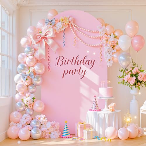 Pink and Purple Arch Cover 6ft Spandex Baby Shower Arch Backdrop Cover for Girls Birthday Party Bridal Shower Balloon Arch Stand Cover Butterfly Mermaid Theme Photo Arch Covers Stretchy Backdrop - color: Pink Purple, size: 6FT
