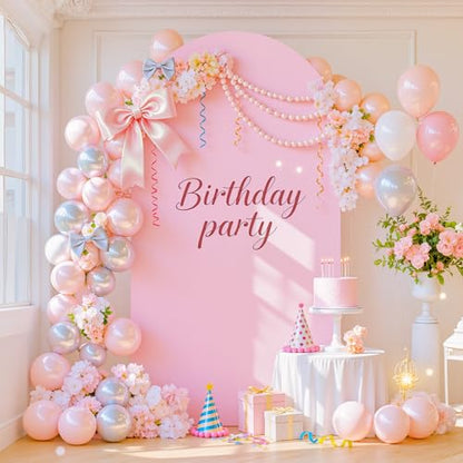 Pink and Purple Arch Cover 6.6ft Spandex Baby Shower Arch Backdrop Cover for Girls Birthday Party Bridal Shower Balloon Arch Stand Cover Butterfly Mermaid Theme Photo Arch Covers Stretchy Backdrop - color: Pink Purple, size: 6.6FT