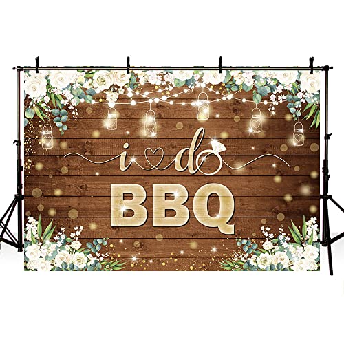 AIBIIN 7x5ft I Do BBQ Backdrop for Adults Men Women Couples Engagement Bridal Shower Boho Wedding Rustic Wooden Photography Background Baby Shower Birthday Party Decorations Banner Photo Booth Props - size: 7x5ft