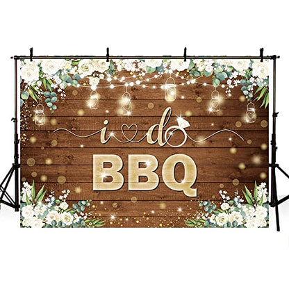 AIBIIN 7x5ft I Do BBQ Backdrop for Adults Men Women Couples Engagement Bridal Shower Boho Wedding Rustic Wooden Photography Background Baby Shower Birthday Party Decorations Banner Photo Booth Props - size: 7x5ft
