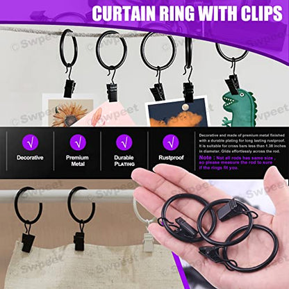 Swpeet 22Pcs Photography Backdrop Clips Clamps Assorments Kit, 10Pcs Curtain Rings with Clips, 6Pcs Backdrop Spring Clamps and 6Pcs Leather Background Clips Holder - size: No.2 Backdrop Clips Clamps