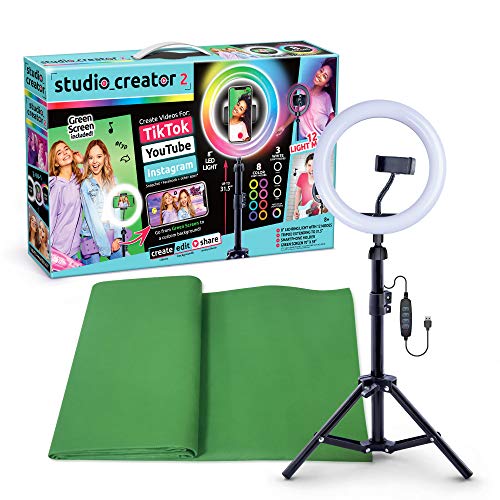 Canal Toys New So DIY TikTok Instagram YouTube Multicolored Ring Light with Green Screen and Phone Mount Tripod. Studio Creator 2 Influencer Video Creator Kit - style: Studio Creator 2