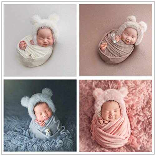 Newborn Photography Props Boys Girls Wrap Baby Photo Props Soft Knit Blanket Cloth (Blue) - color: Blue