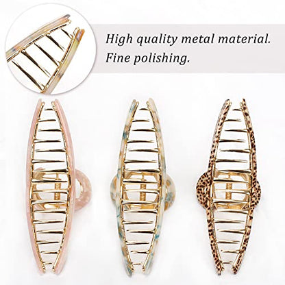 Big Butterfly Hair Accessories - 4.7" Acetate & Metal Clips for Women's Long, Thick Hair - 3 Pcs - color: AcetateHairClip1