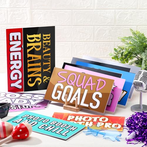24 Designs Funny Photo Booth Props Sign Decor Double Sided Photobooth Accessoires 11x5.5 Inch Funny Props for Photoshoot DIY Waterproof PVC Selfie Signs for Graduation Birthday All Occasions Party - color: Colorful, style: Funny