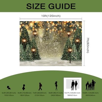 Mocsicka 7x5ft Winter Christmas Tree Backdrop Glitter Bokeh Winter Snow Forest Trees Photography Background Family Christmas Holiday Wall Decorations Photo Props - size: 7x5ft
