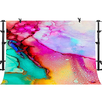 Colorful Watercolor Painting Backdrop Art Paint Photo Backdrop Vinyl 10x7ft Pink Green Purple Marble Texure Photography Backdrop Paint Event Party Backdrop Photo Studio Props BJLSPH1712 - size: 10x7ft