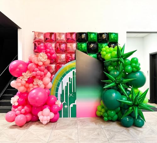 Hot Pink Square Foil Balloon Wall,25Pcs Double Sided Balloons Backdrop Foil Balloon Tunnel Arch Garland Kit for Valentine's Day Birthday Bridal Anniversary Baby Shower Party Decorations - style: Hot Pink