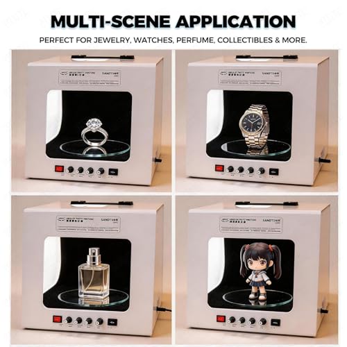 Professional Jewelry Photography Light Box Kit, High Brightness Jewelry Photo Softbox, 360° Rotating Turntable Ring Studio Kit, Dimmable LED Lights for Accessories Product Listings(Tb20) - size: Tb20