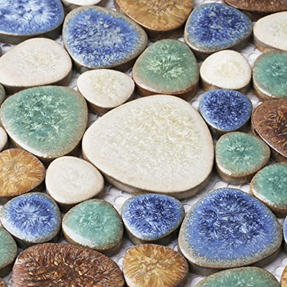Parrotile Matte Pebble Tiles for Shower Floor Mosaic Tile for Bathroom Wall Backsplash Floor Non Slip [5 Sheets]