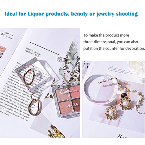RENIAN Clear Polished Acrylic Square &Round Display Base Blockfor Jewelry Ring Stand Showcase Holder Flat Lay Photography Props，2 Pack